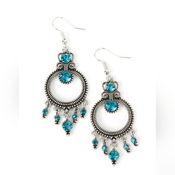 paparazzi Jewelry - Palace Politics Blue EARRINGS SILVER